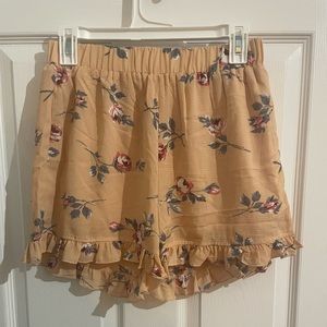 Floral shorts with ruffle trim